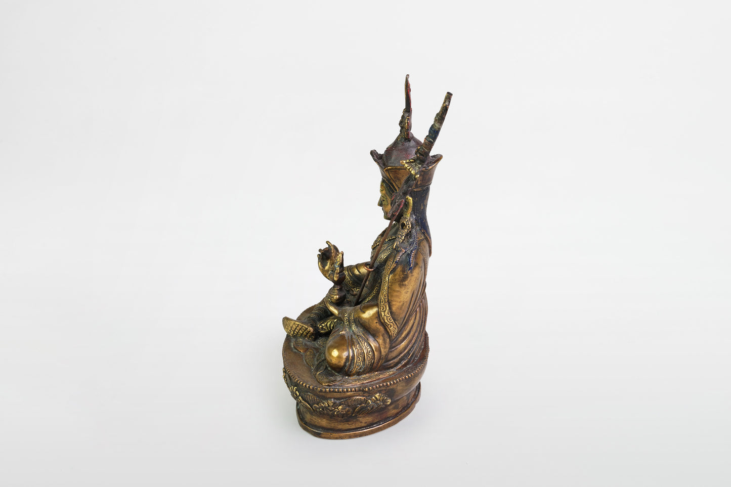 Vergoldete Bronzefigur von Padmasabhava – Tibet, ca. 1800