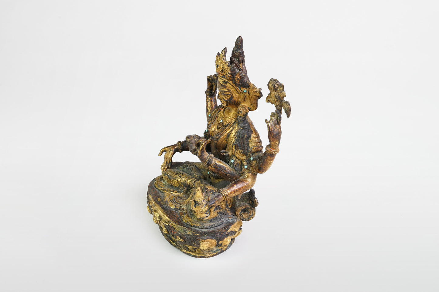 Goldene Bronzestatuette von Vasudhara - Nepal, 19. Jahrhundert