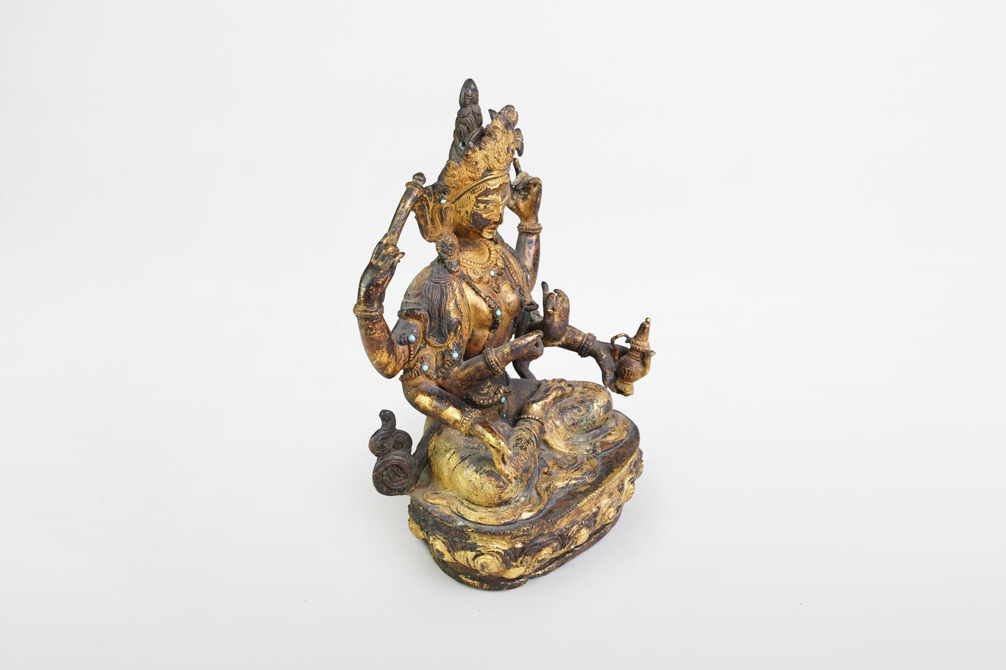 Goldene Bronzestatuette von Vasudhara - Nepal, 19. Jahrhundert
