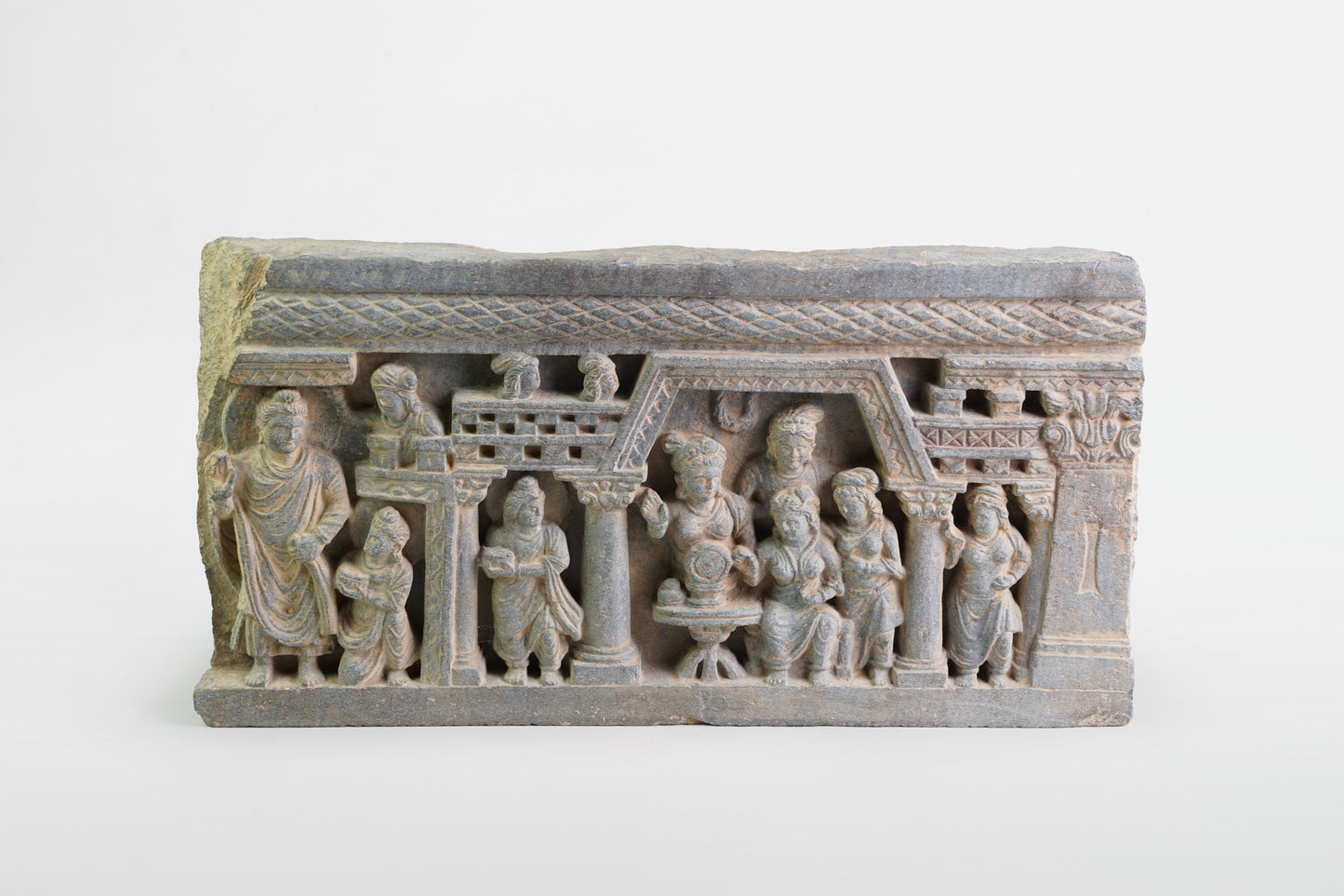 Gandharan-Schieferfries mit einer Szene aus dem Leben Buddhas – Indien, 2.–3. Jahrhundert