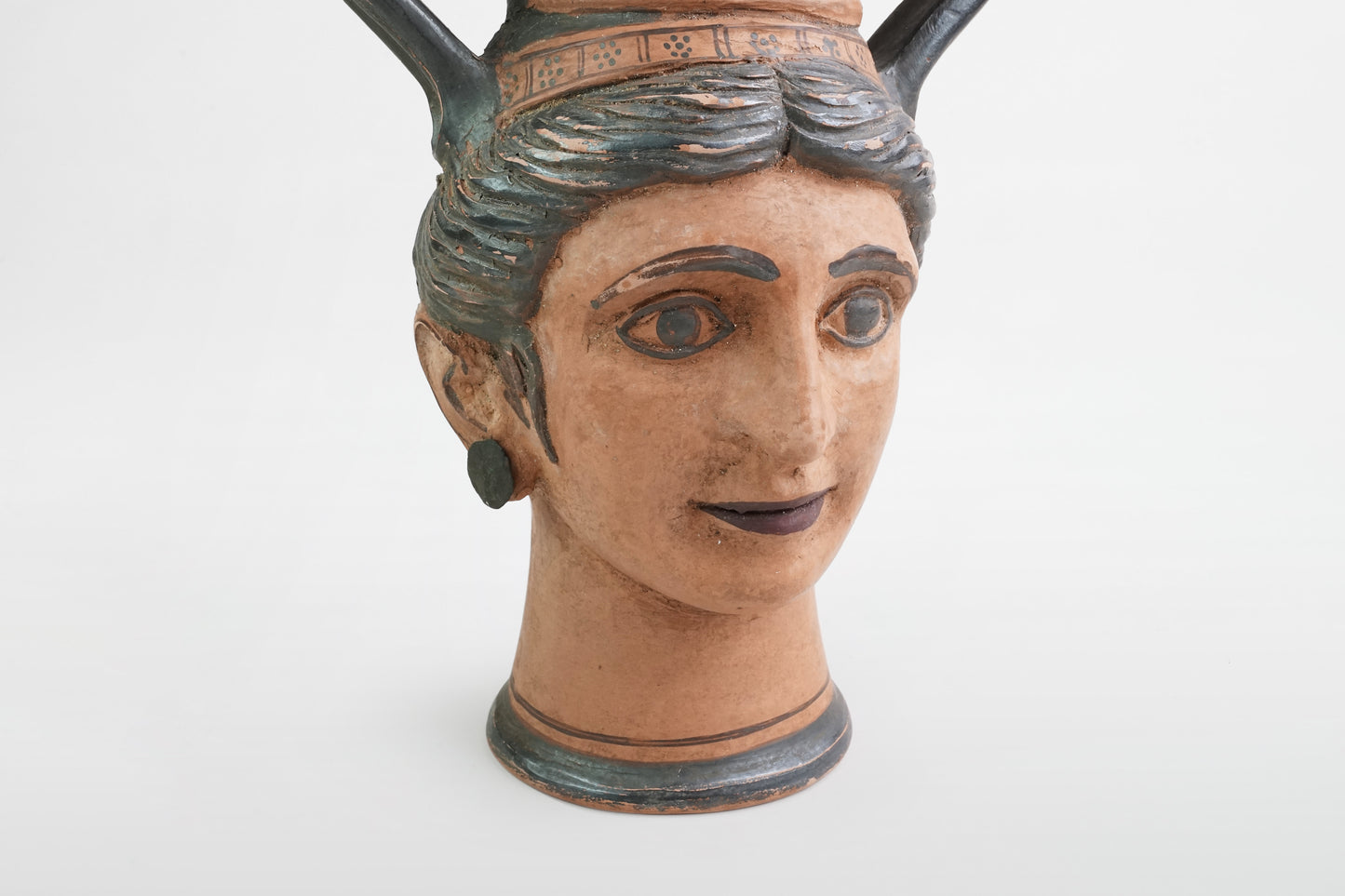 Attische schwarz glasierte Kopfamphora – Griechenland, 5. Jahrhundert v. Chr.