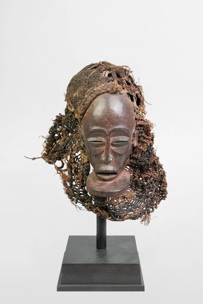 Chokwe Mwana Pwo mask with fiber headdress – Angola/DR Congo, mid 20th century