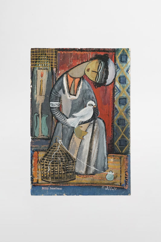 Jazeh Tabatabai: Frau mit Taube und Käfig – Iran, 1964