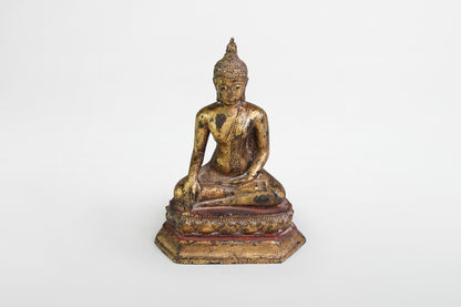 Bronzefigur des Buddha Shakyamuni, Ayutthaya-Stil, Gold – Thailand, ca. 19. Jahrhundert