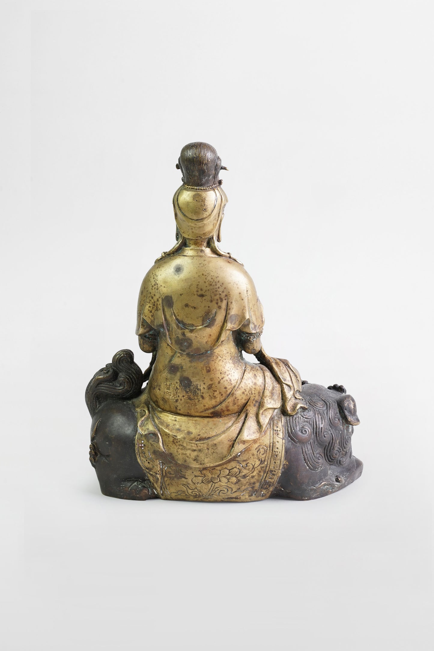 Bronzefigur von Simha-Vahana Manjushri – Tibet, 18. Jahrhundert