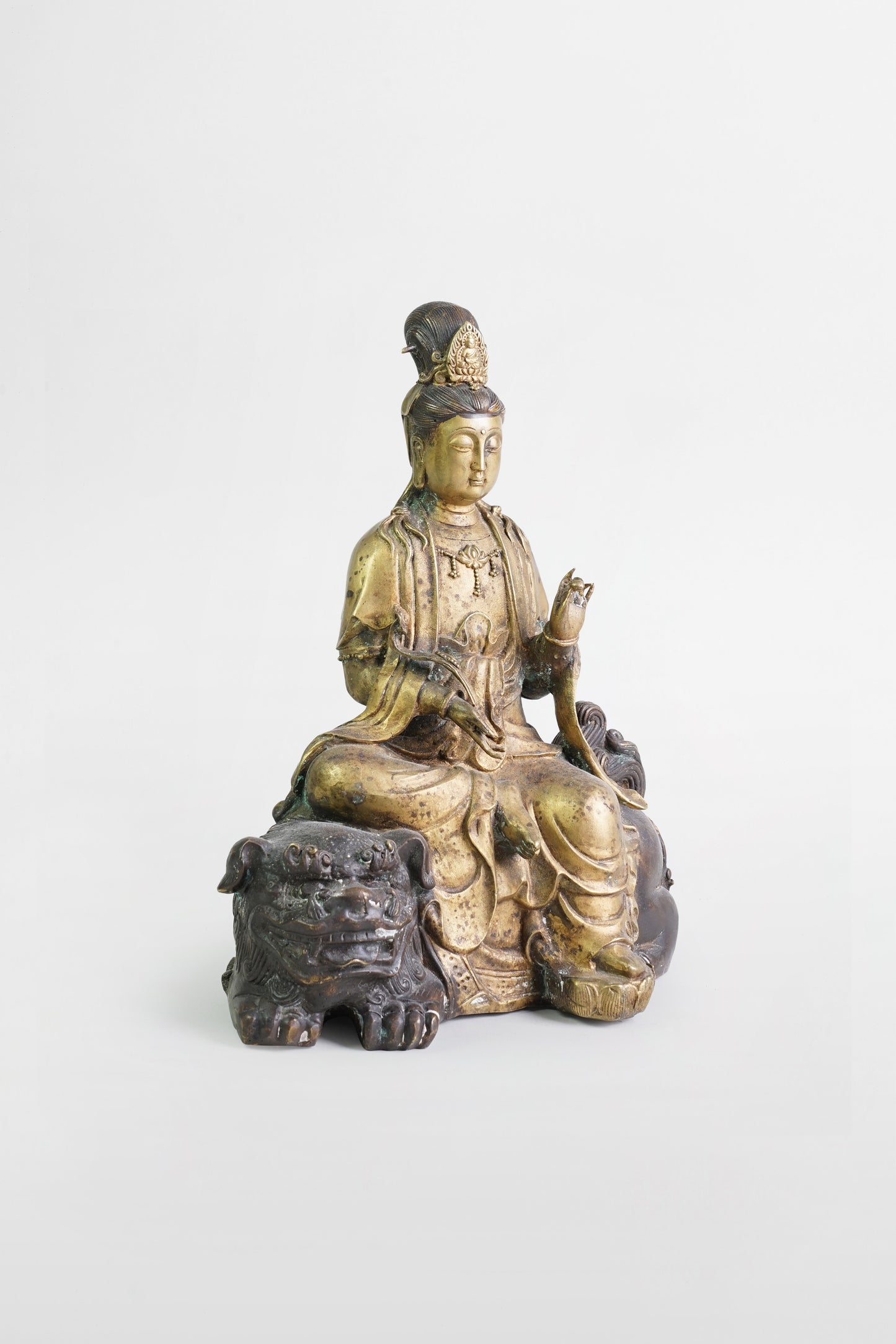 Bronzefigur von Simha-Vahana Manjushri – Tibet, 18. Jahrhundert