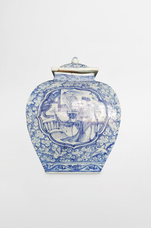 Cizhou-Vase mit Deckel und quadratischem Boden – China, Yuan-Dynastie, 14. Jahrhundert