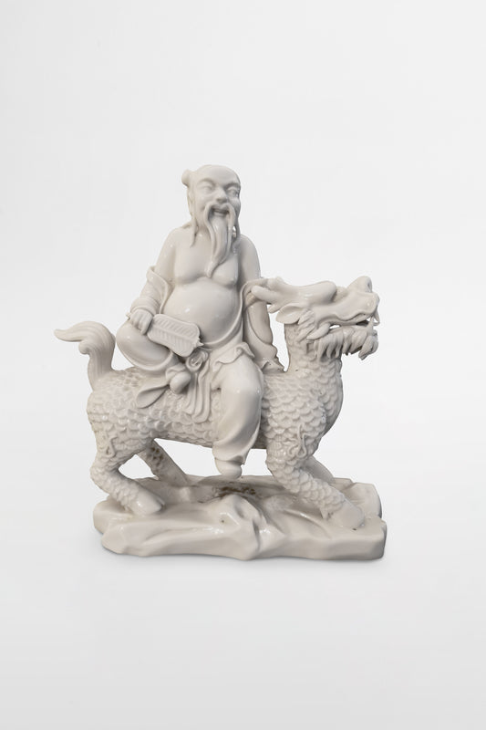 Unsterblicher Shoulao auf einem Qilin, Blanc de Chine – China, Qing-Dynastie, spätes 19. Jahrhundert