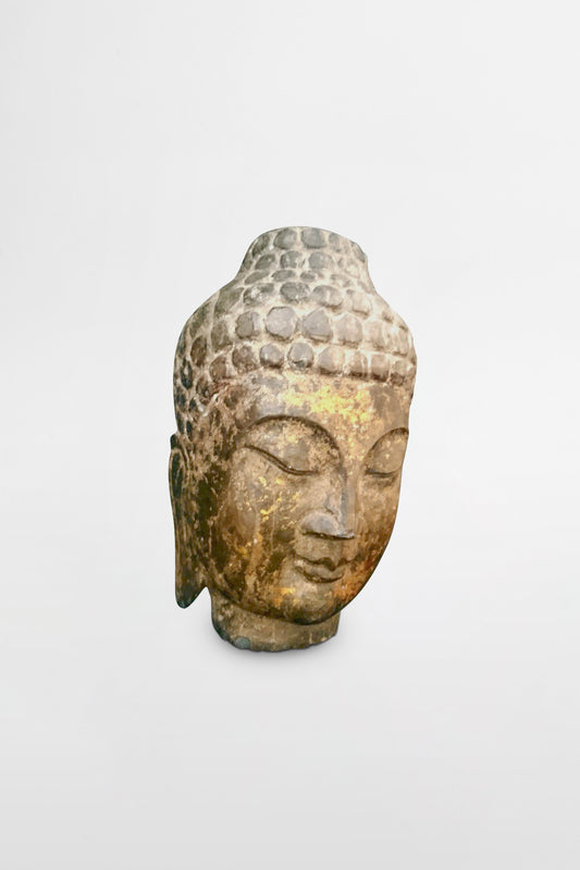 Buddha head, Limestone with remnants of gilding – China, Wei dynasty, 6th century