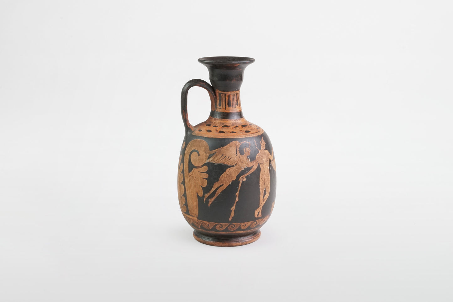 Attische, schwarz glasierte und bemalte Lekythos – Griechenland, 5. Jahrhundert v. Chr.
