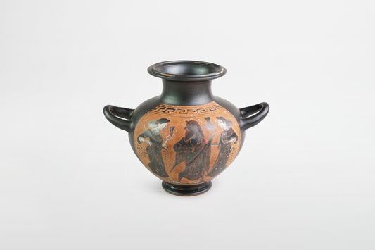 Attic black glazed and painted three-handled hydria – Greece, 5th century BC