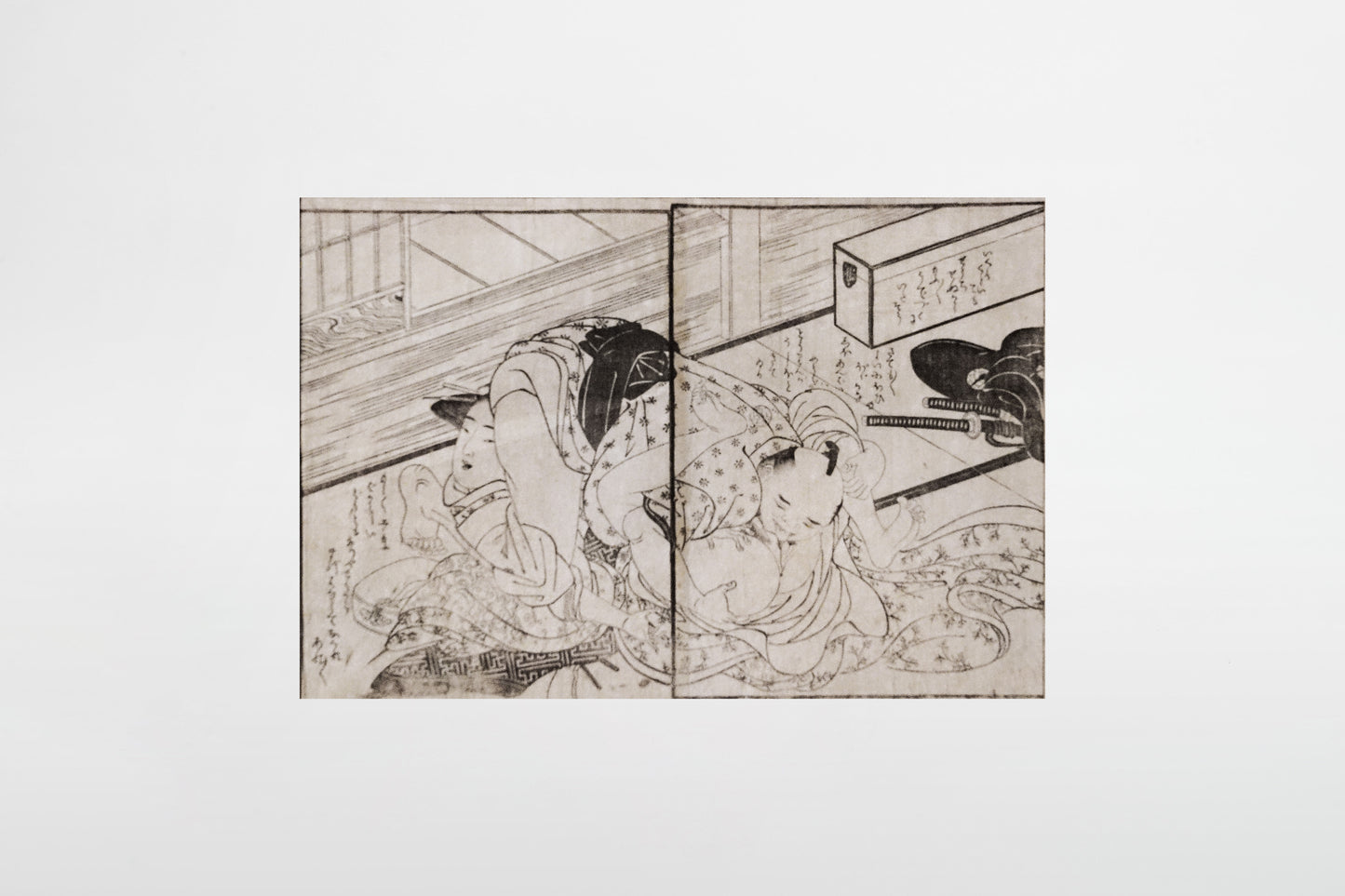 Japanischer Shunga: Die geheime Liaison eines Samurais mit einer Kurtisane – Japan, frühes 19. Jahrhundert