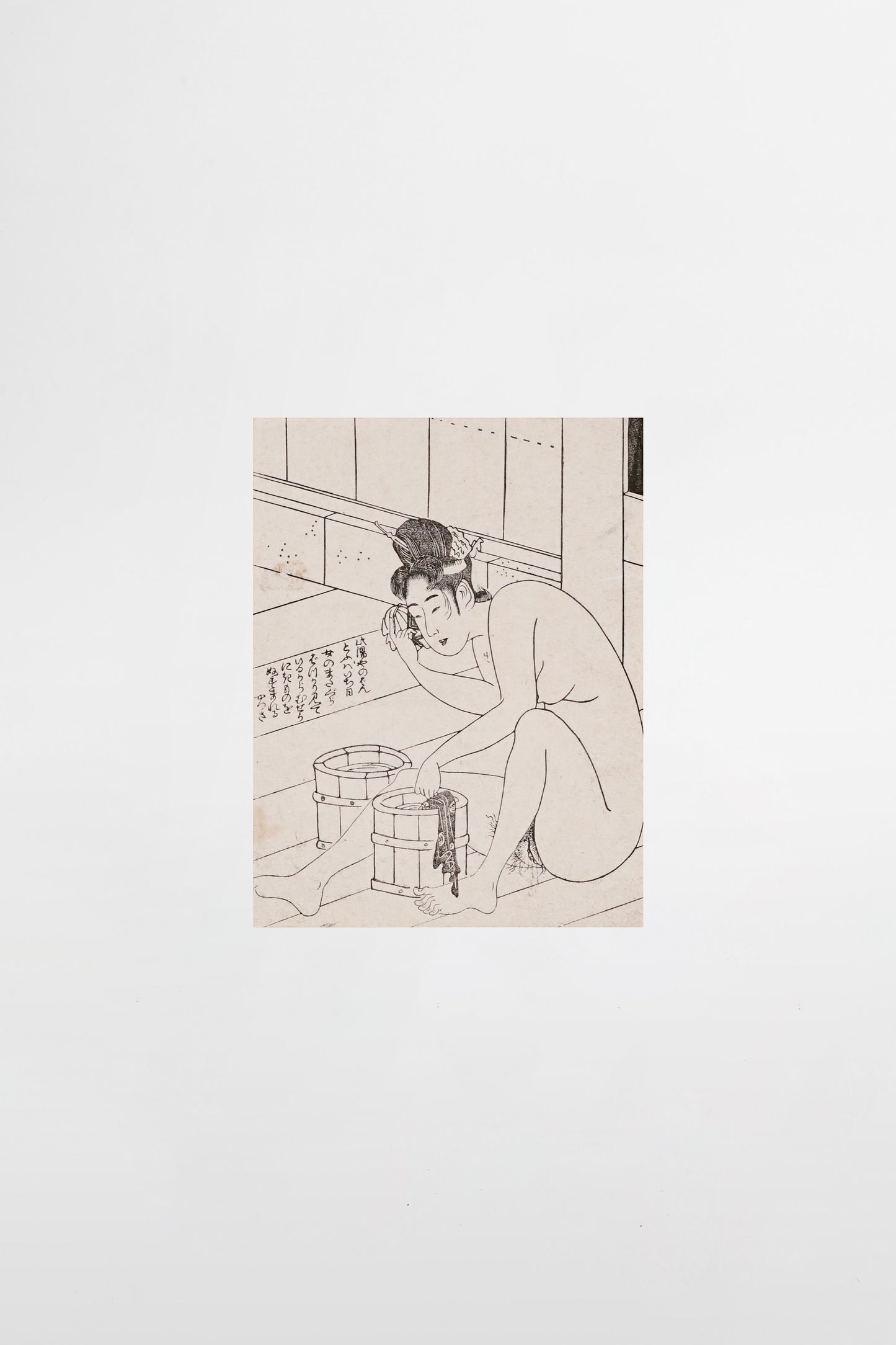 Japanischer Shunga: Begegnung mit einer badenden Frau – Japan, frühes 19. Jahrhundert
