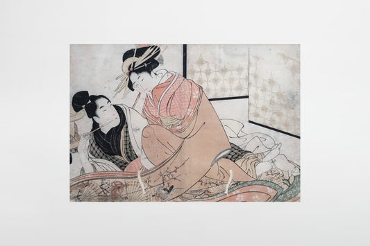 Kitagawa Utamaro: Junger Mann raucht mit einer Kurtisane; Shunga – Japan, 1799